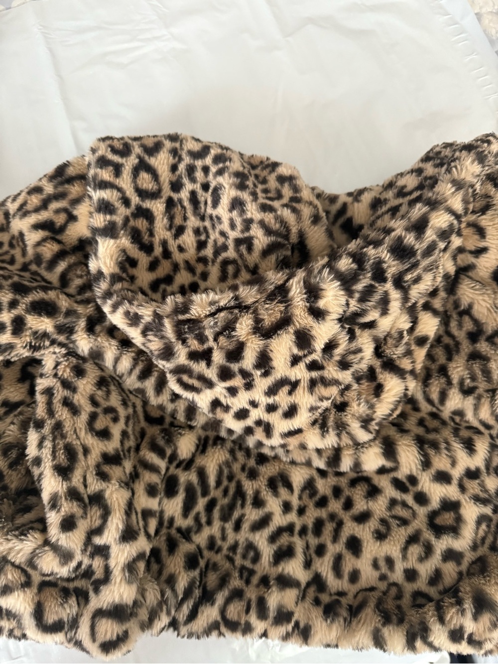 Zara Kids Leopard Faux Fur Hooded Coat in Tan and Black - Picture 5 of 5
